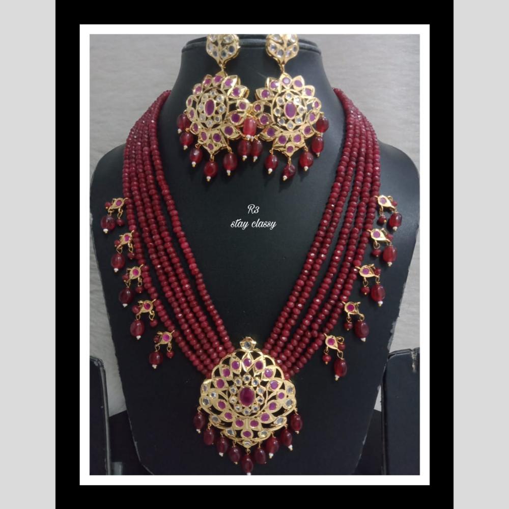 FS Collection Gold Plated Pota Stone And Beads Necklace Set