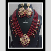 FS Collection Gold Plated Pota Stone And Beads Necklace Set