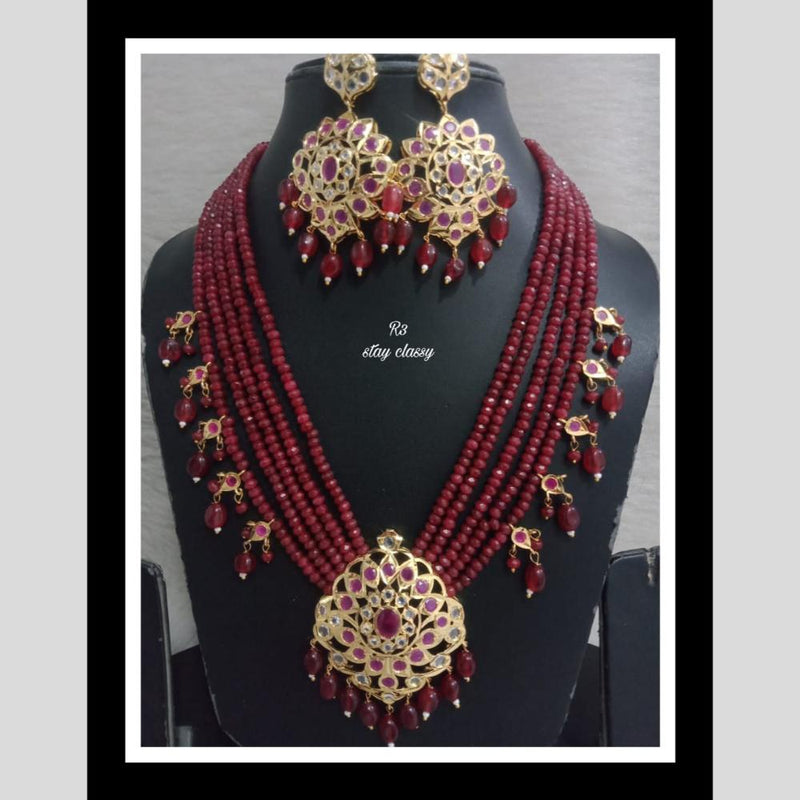 FS Collection Gold Plated Pota Stone And Beads Necklace Set