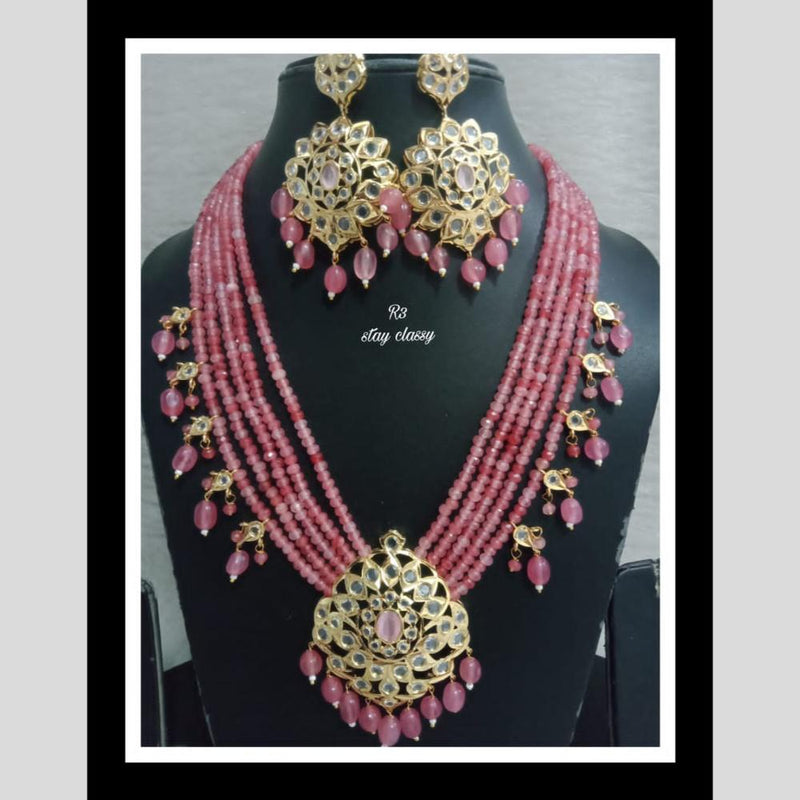 FS Collection Gold Plated Pota Stone And Beads Necklace Set