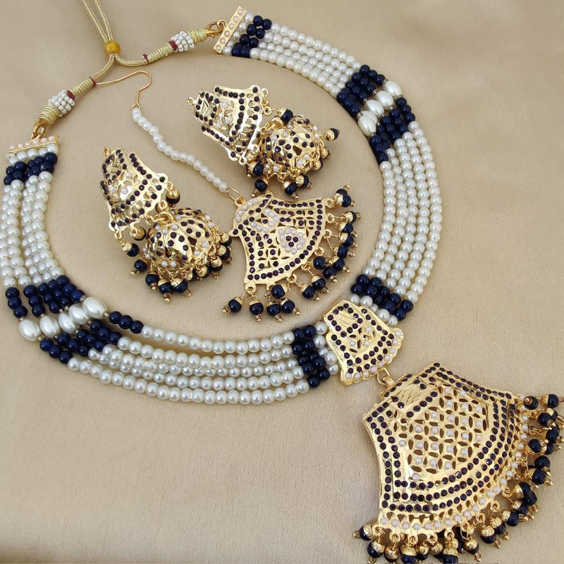 FS Collection Gold Plated Pearl Necklace Set