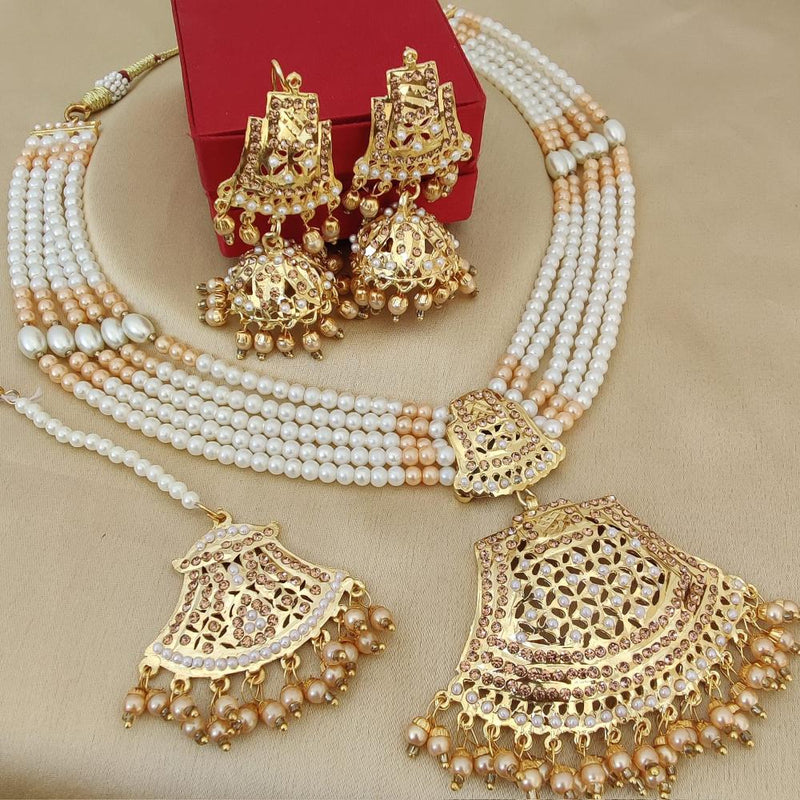 FS Collection Gold Plated Pearl Necklace Set