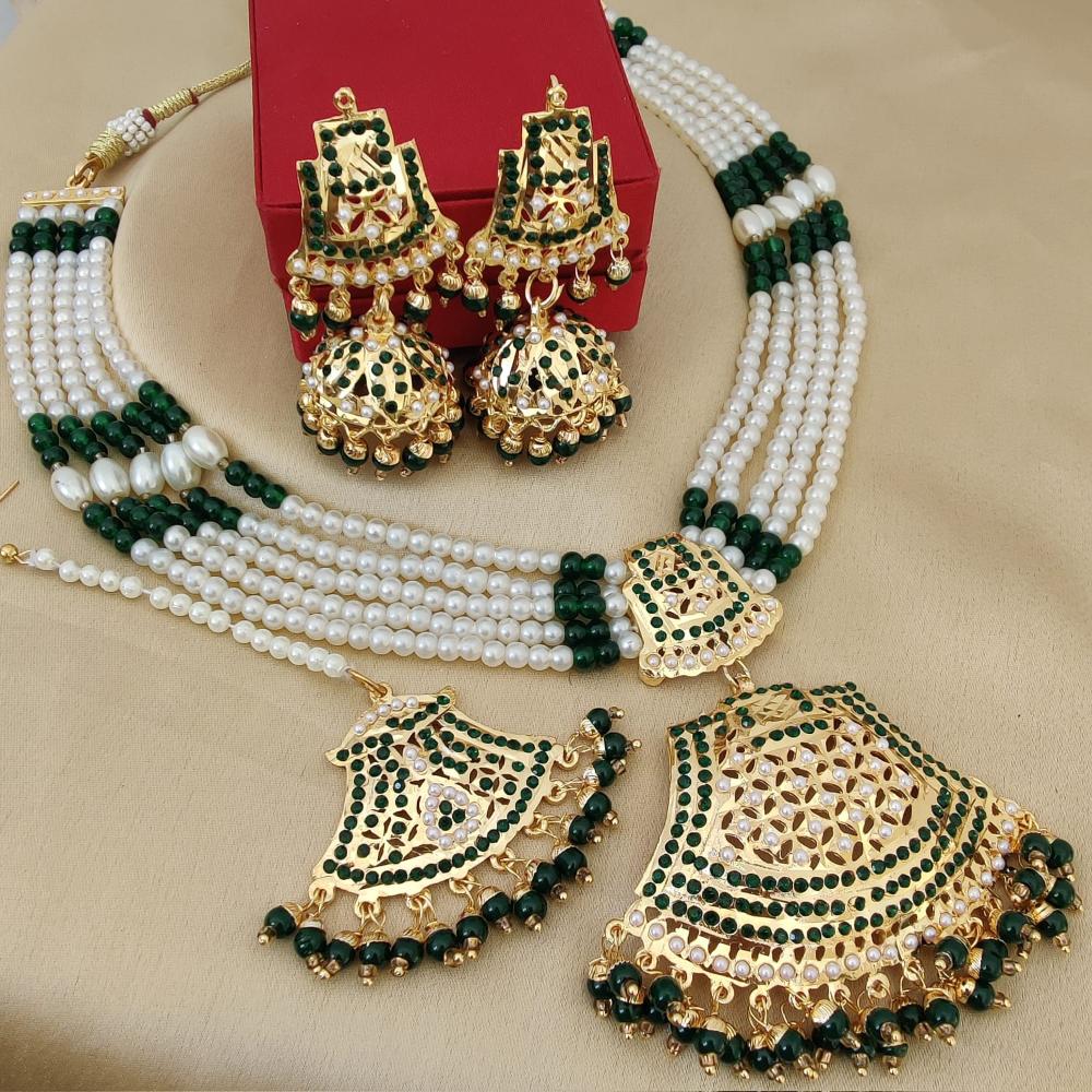 FS Collection Gold Plated Pearl Necklace Set