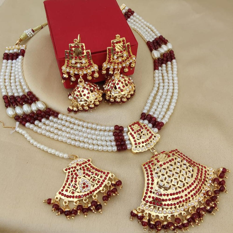 FS Collection Gold Plated Pearl Necklace Set