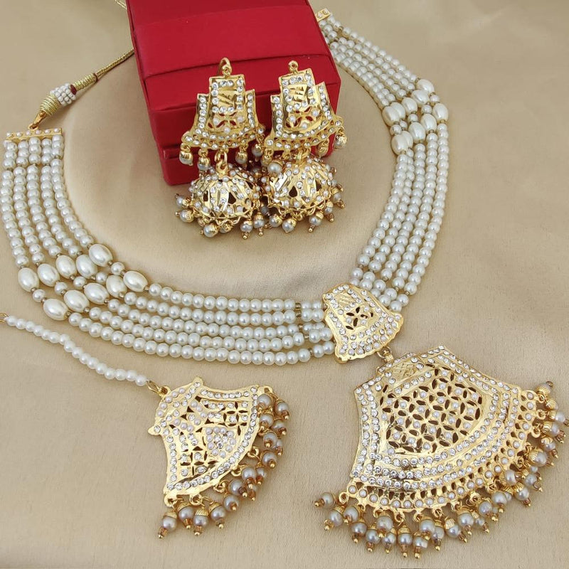 FS Collection Gold Plated Pearl Necklace Set