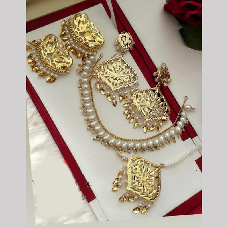 FS Collection Gold Plated Pearl  Necklace Set