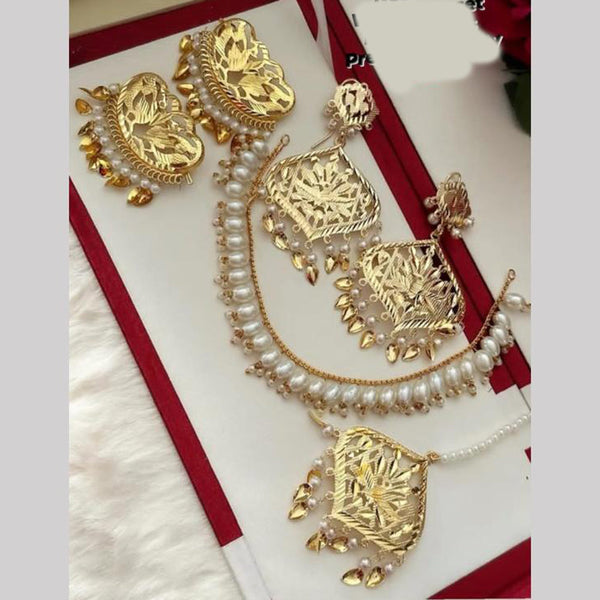 FS Collection Gold Plated Pearl  Necklace Set