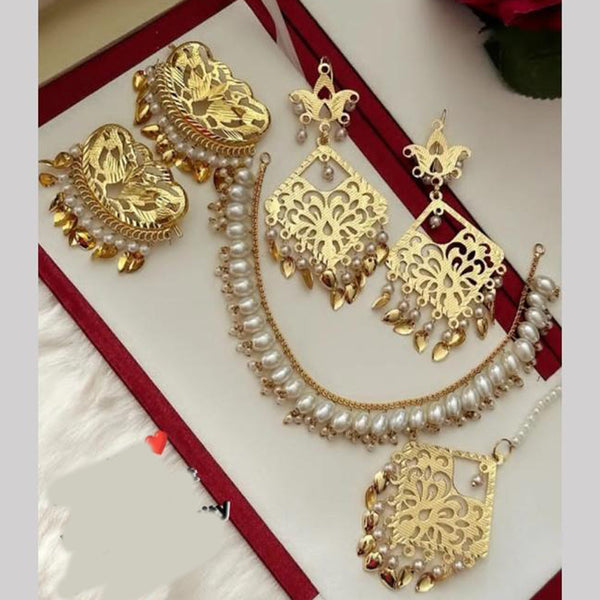 FS Collection Gold Plated Pearl  Necklace Set