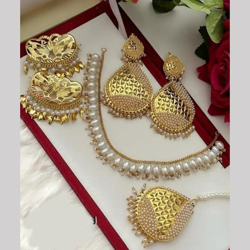 FS Collection Gold Plated Pearl  Necklace Set