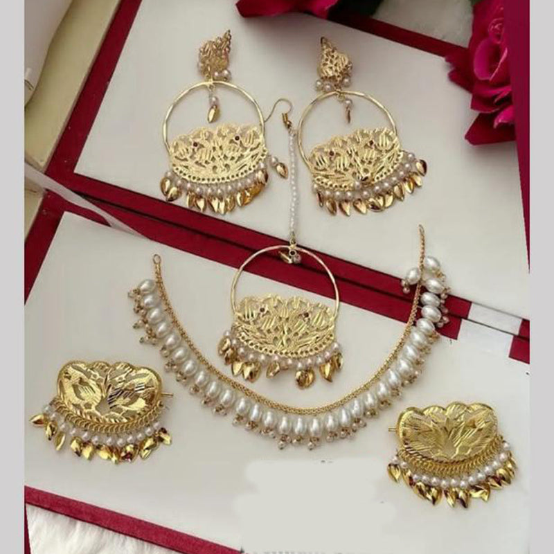 FS Collection Gold Plated Pearl  Necklace Set