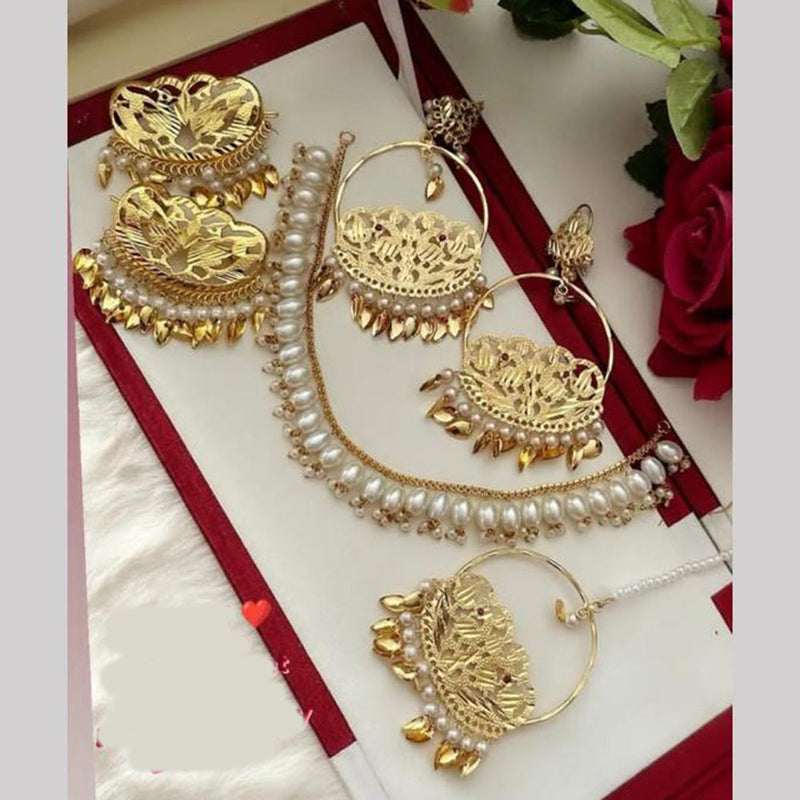 FS Collection Gold Plated Pearl  Necklace Set