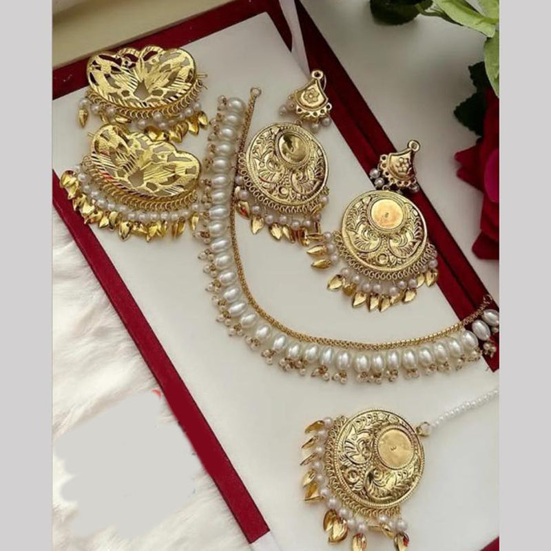 FS Collection Gold Plated Pearl  Necklace Set