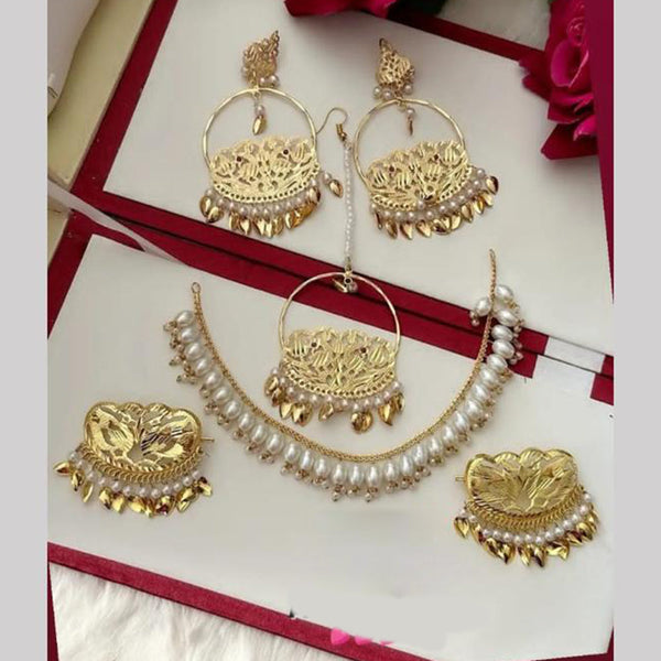 FS Collection Gold Plated Pearl  Necklace Set