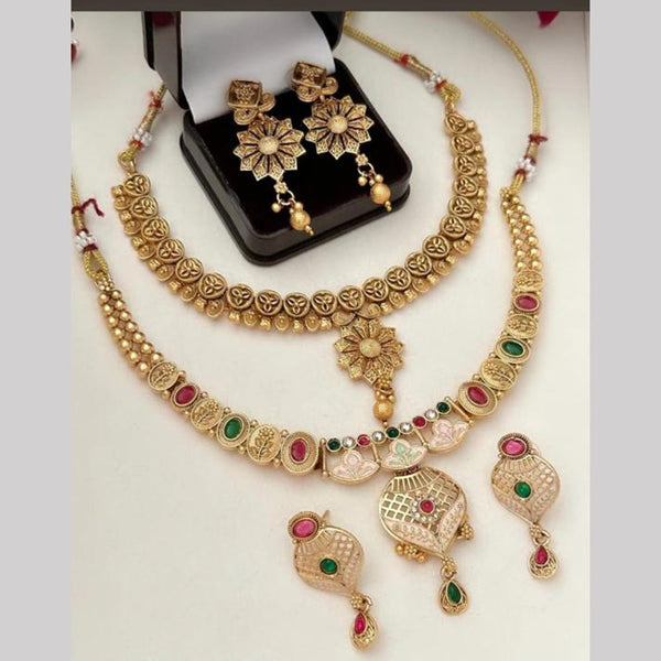 FS Collection Gold Plated Pota Stone Necklace Combo