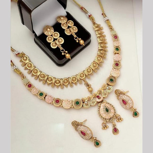 FS Collection Gold Plated Pota Stone Necklace Combo