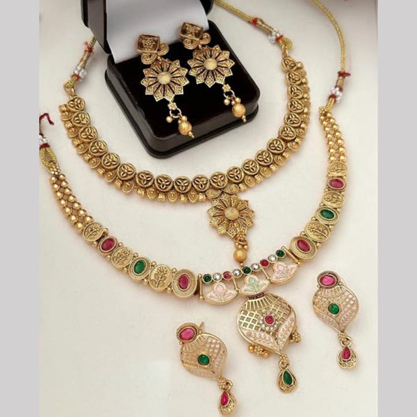 FS Collection Gold Plated Pota Stone Necklace Combo