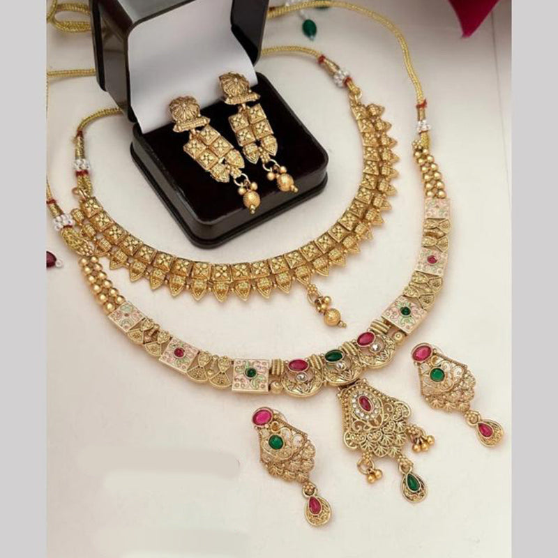 FS Collection Gold Plated Pota Stone Necklace Combo