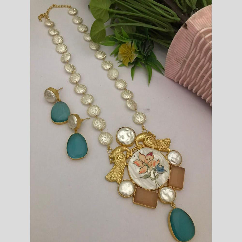 FS Collection Gold Plated Mother Of Pearl Necklace Set