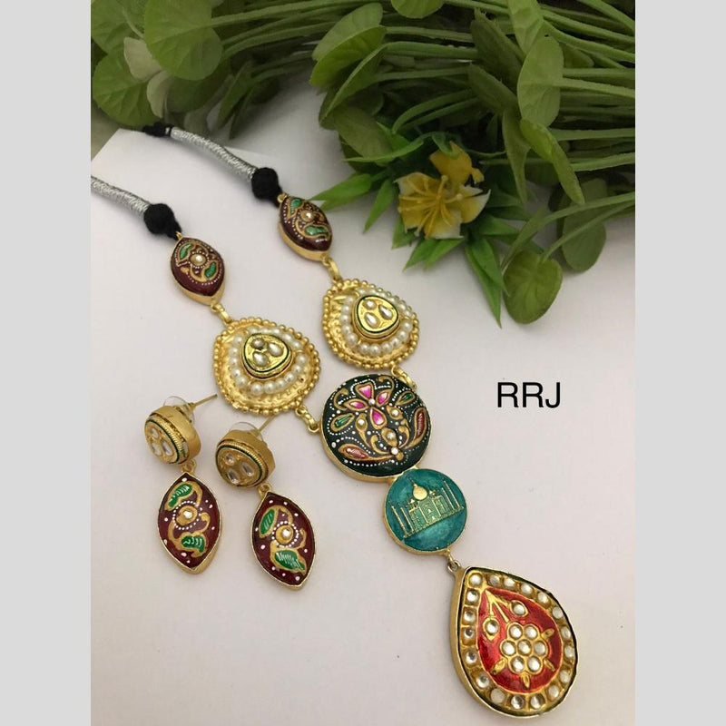 FS Collection Gold Plated Multi Color Necklace Set