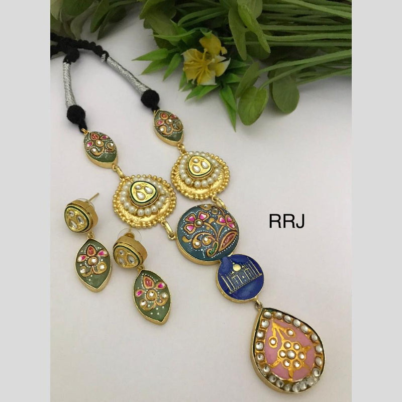 FS Collection Gold Plated Multi Color Necklace Set