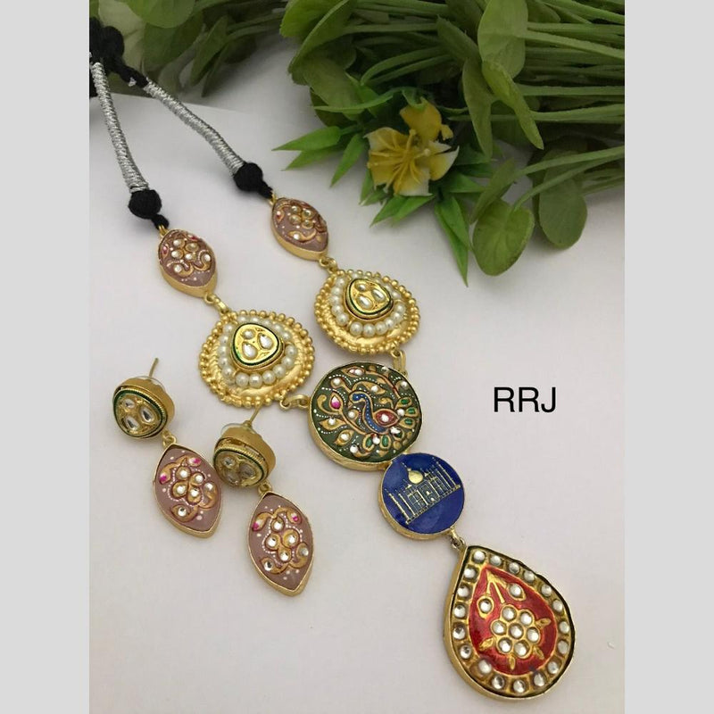 FS Collection Gold Plated Multi Color Necklace Set