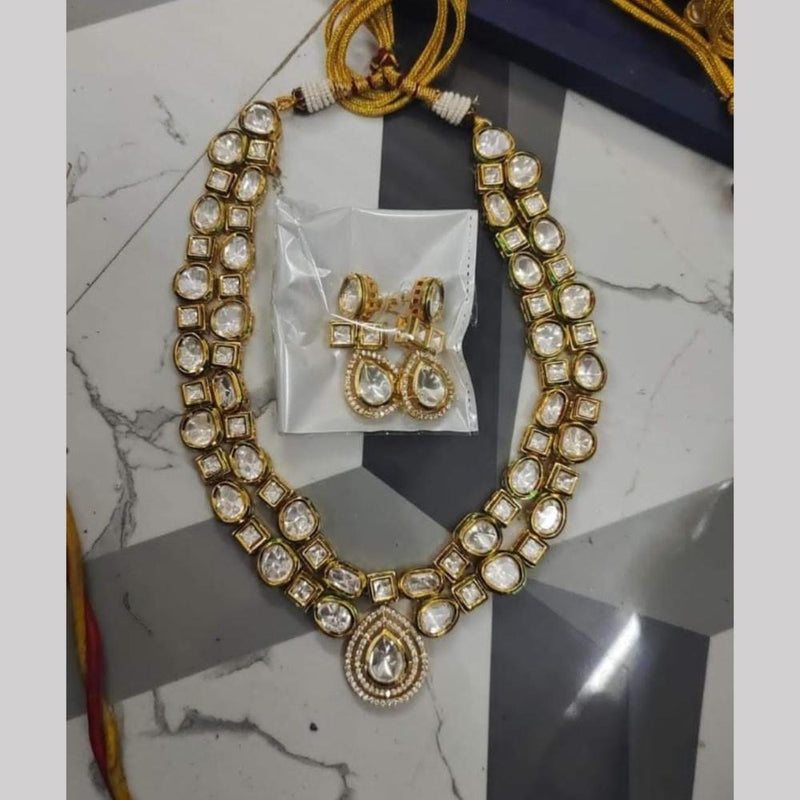 FS Collection Gold Plated Kundan Stone  Necklace Set