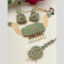 FS Collection Gold Plated Austrian Stone And Pearl Choker  Necklace Set