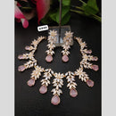 FS Collection Rose Gold Plated Crystal Stone And American Diamiond Necklace Set