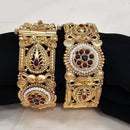 FS Collection Gold Plated Pota Stone Openable Bangle Set