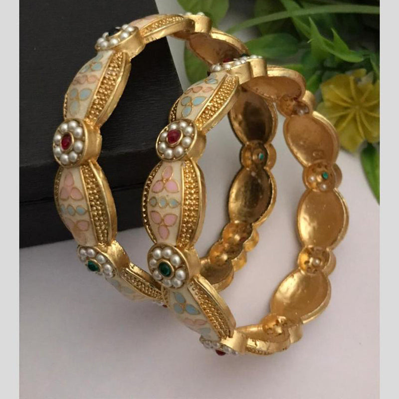 FS Collection Gold Plated Meenakari Bangle Set