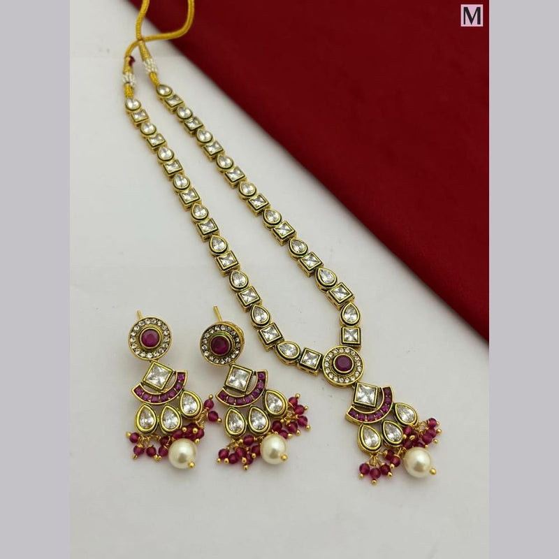 FS Collection Gold Plated Kundan Stone Necklace Set