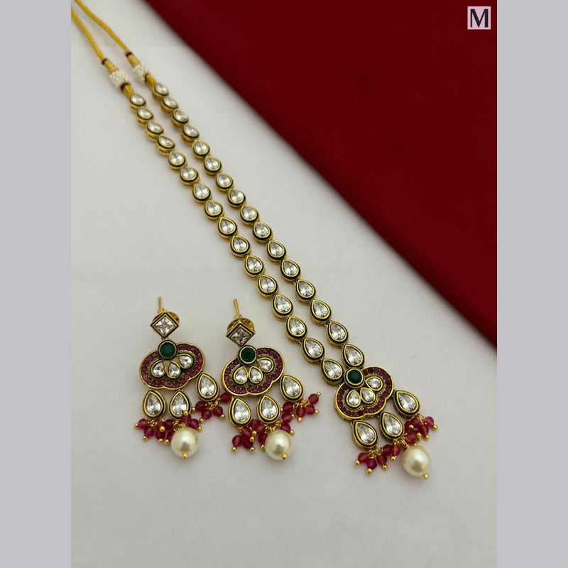 FS Collection Gold Plated Kundan Stone Necklace Set