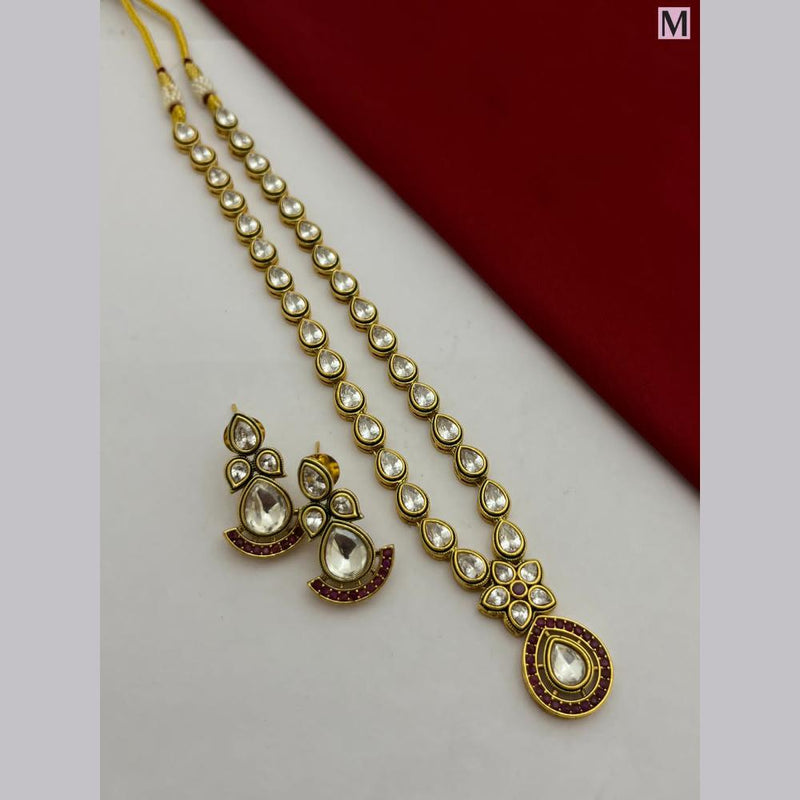 FS Collection Gold Plated Kundan Stone Necklace Set