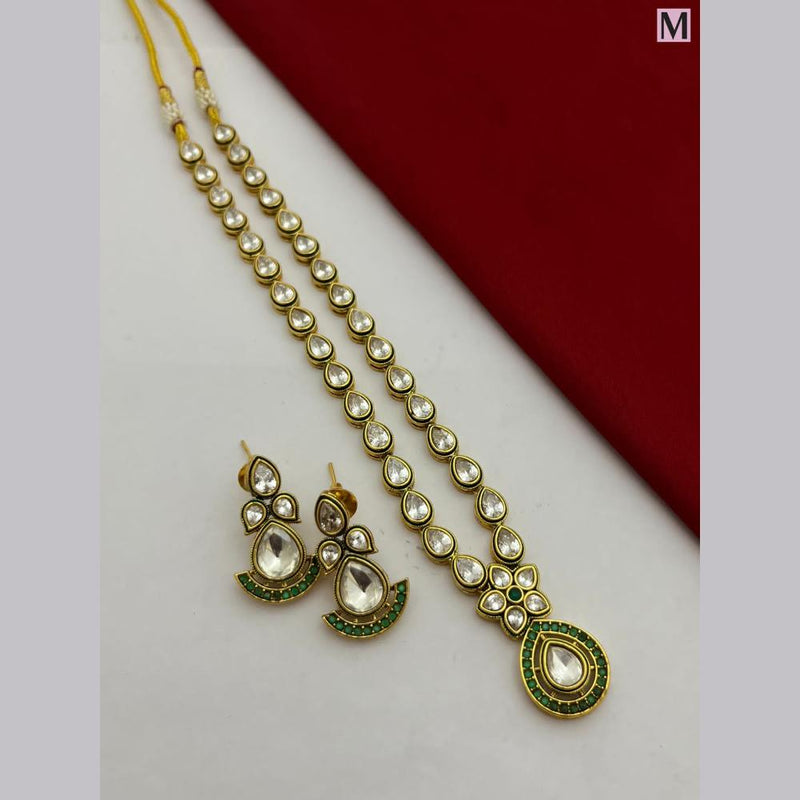 FS Collection Gold Plated Kundan Stone Necklace Set