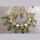 FS Collection Gold Plated Kundan Stone And Beads Necklace Set
