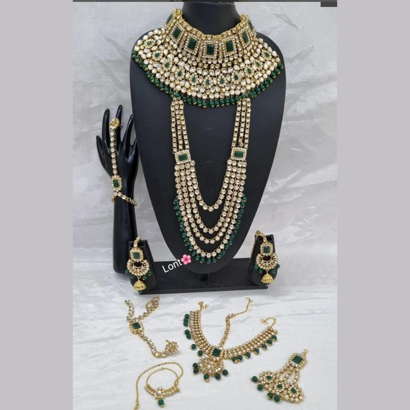 FS Collection Gold Plated Kundan Stone Bridal Set