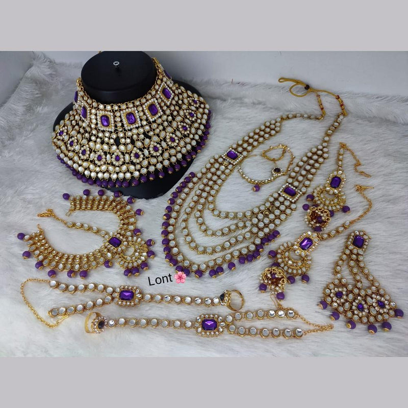 FS Collection Gold Plated Kundan Stone Bridal Set