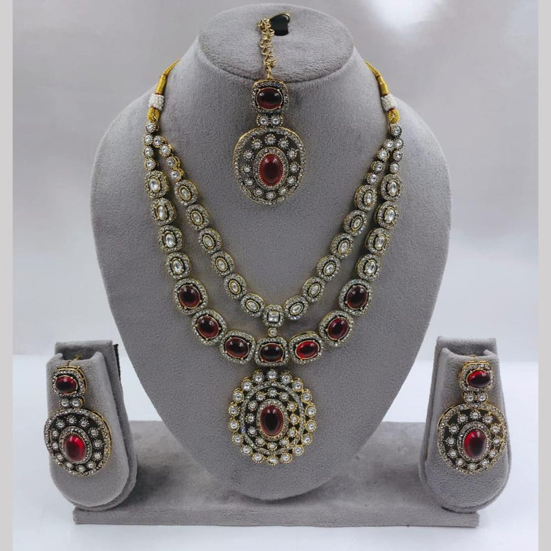 FS Collection 2 Tone Plated Pota Stone And Austrian Stone Necklace Set