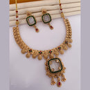 FS Collection Gold Plated Pota Stone And Pearls Necklace Set