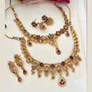 FS Collection Gold Plated Pota Stone Double Necklace Set