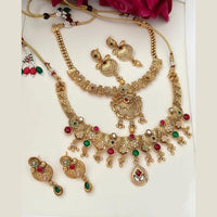 FS Collection Gold Plated Pota Stone Double Necklace Set