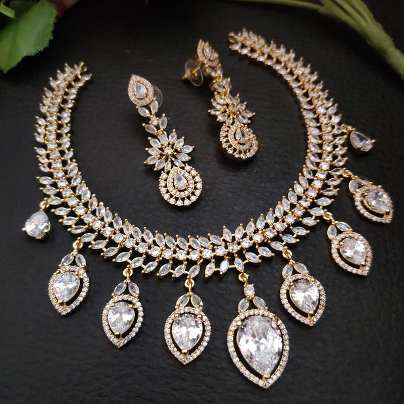 FS Collection Gold Plated American Diamond Necklace Set