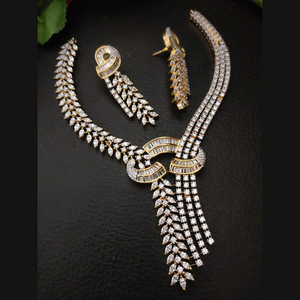 FS Collection Gold Plated American Diamond Necklace Set