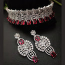 FS Collection Silver Plated American Diamond Choker Necklace Set