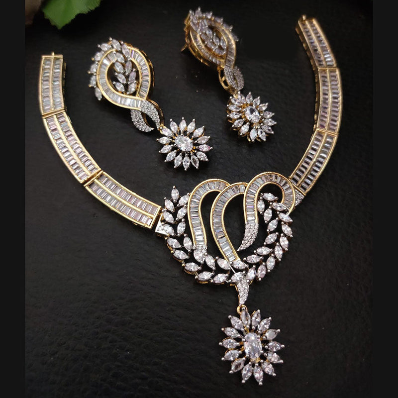 FS Collection 2 Tone Plated American Diamond Necklace Set