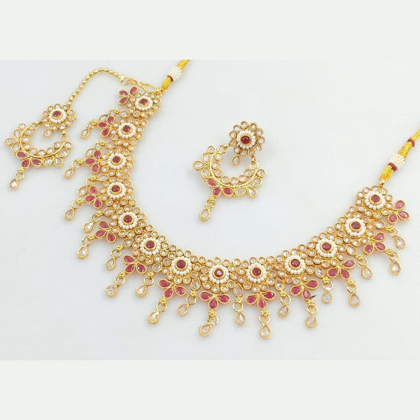 FS Collection Gold Plated Crystal Stone Necklace Set