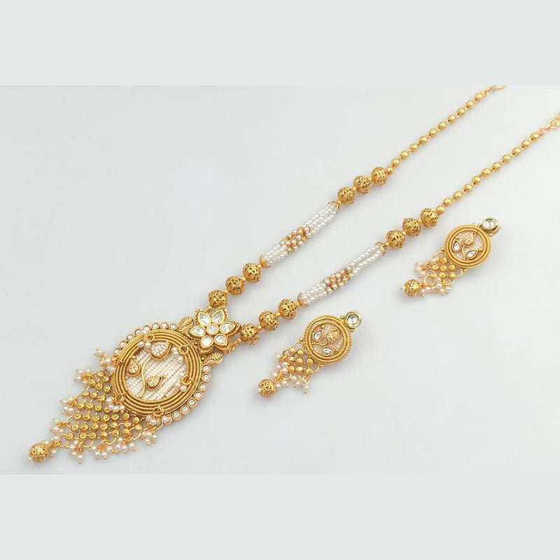 FS Collection Gold Plated Crystal Stone And Beads Necklace Set