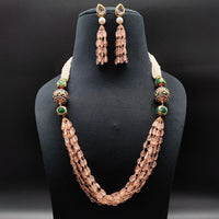 FS Collection Gold Plated Pearls And Beads Necklace Set