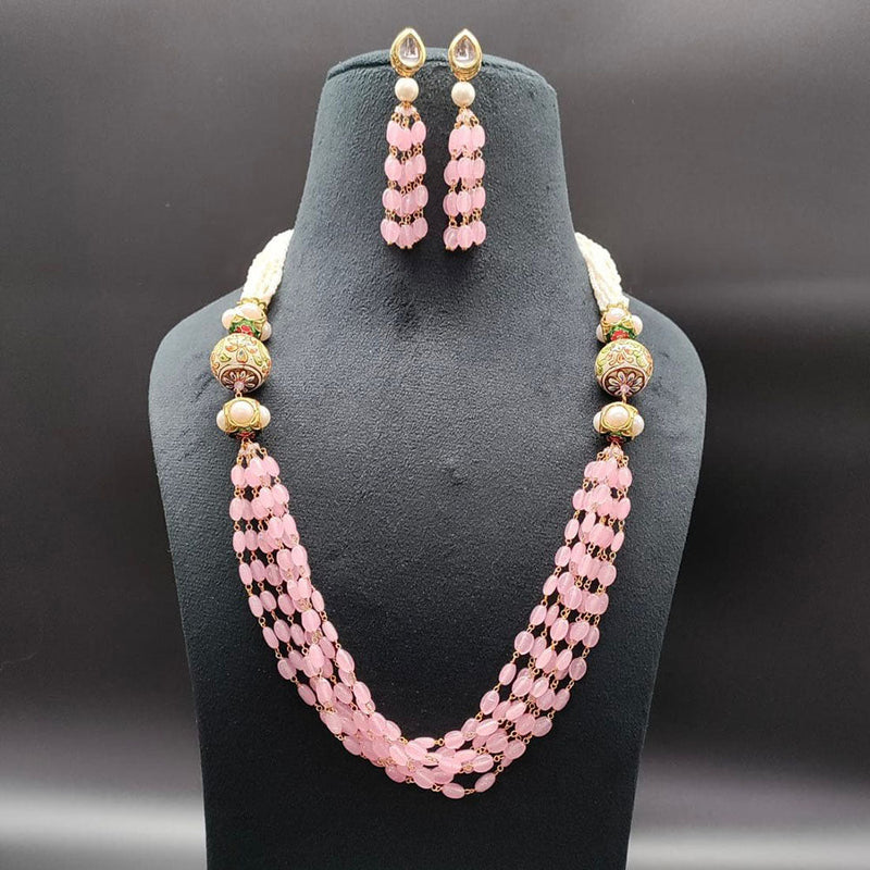 FS Collection Gold Plated Pearls And Beads Necklace Set