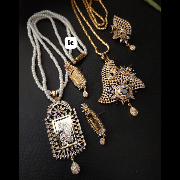 FS Collection AD Stone And Pearls Necklace And Pendent Set Combo